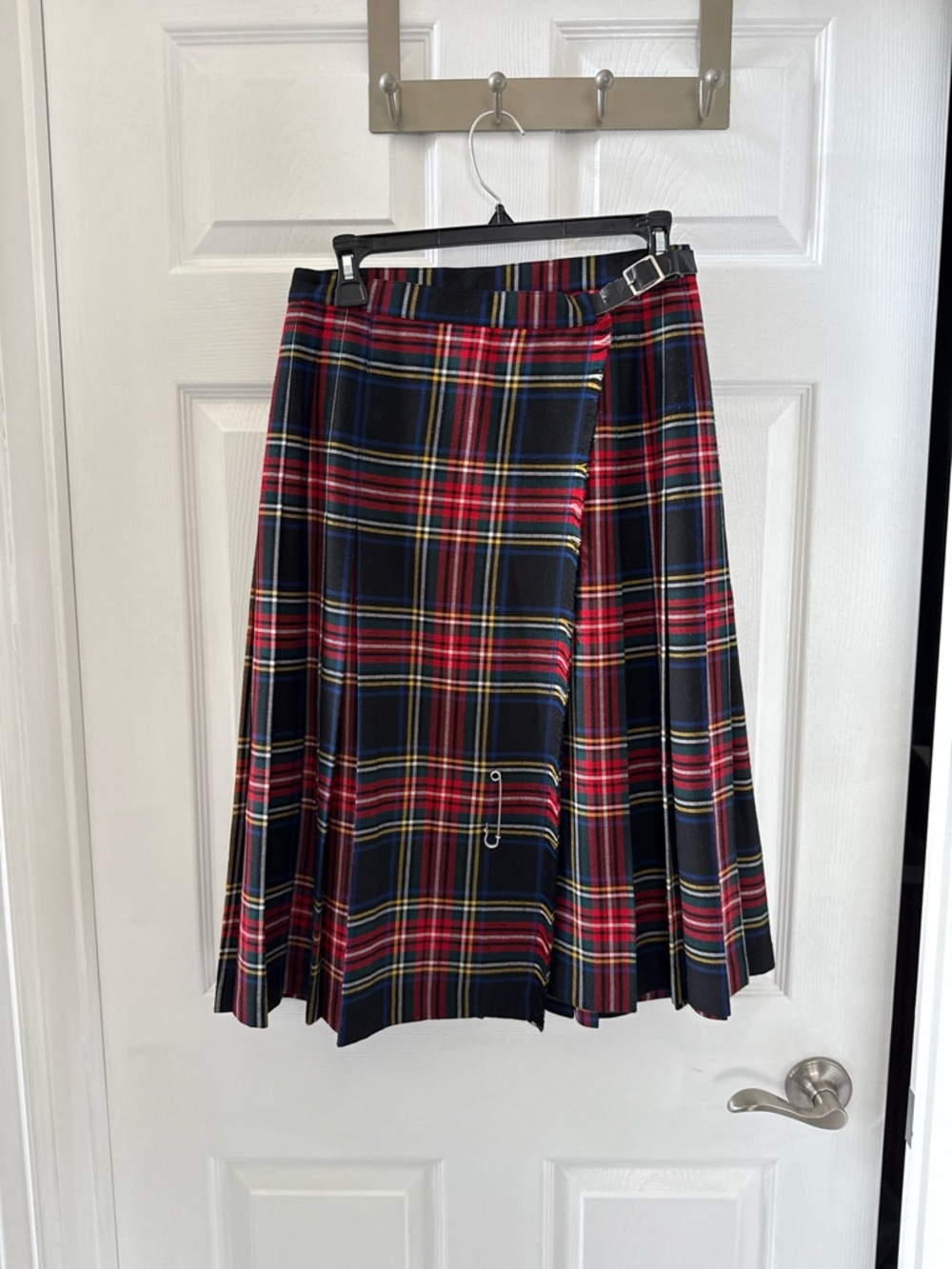 Vintage Red and Navy Plaid Pleated Skirt - Classic Tartan Women's Skirt
